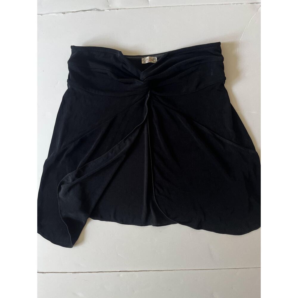 Free people Skirt Womens M Black Tulip Wrap Jersey Mini Draped Elastic Waist